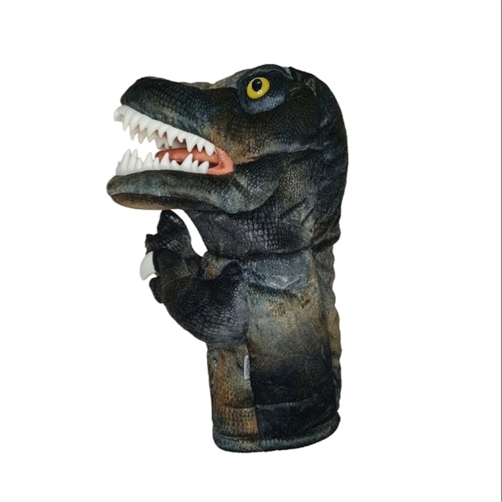 Realistic Dinosaur Reptile Puppet - Black and Brown - Picture 2 of 4